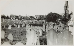 The cemetery prior to being refashioned into a public park. This photo comes from the A.C. Dreier postcard collection. Unattributed, 